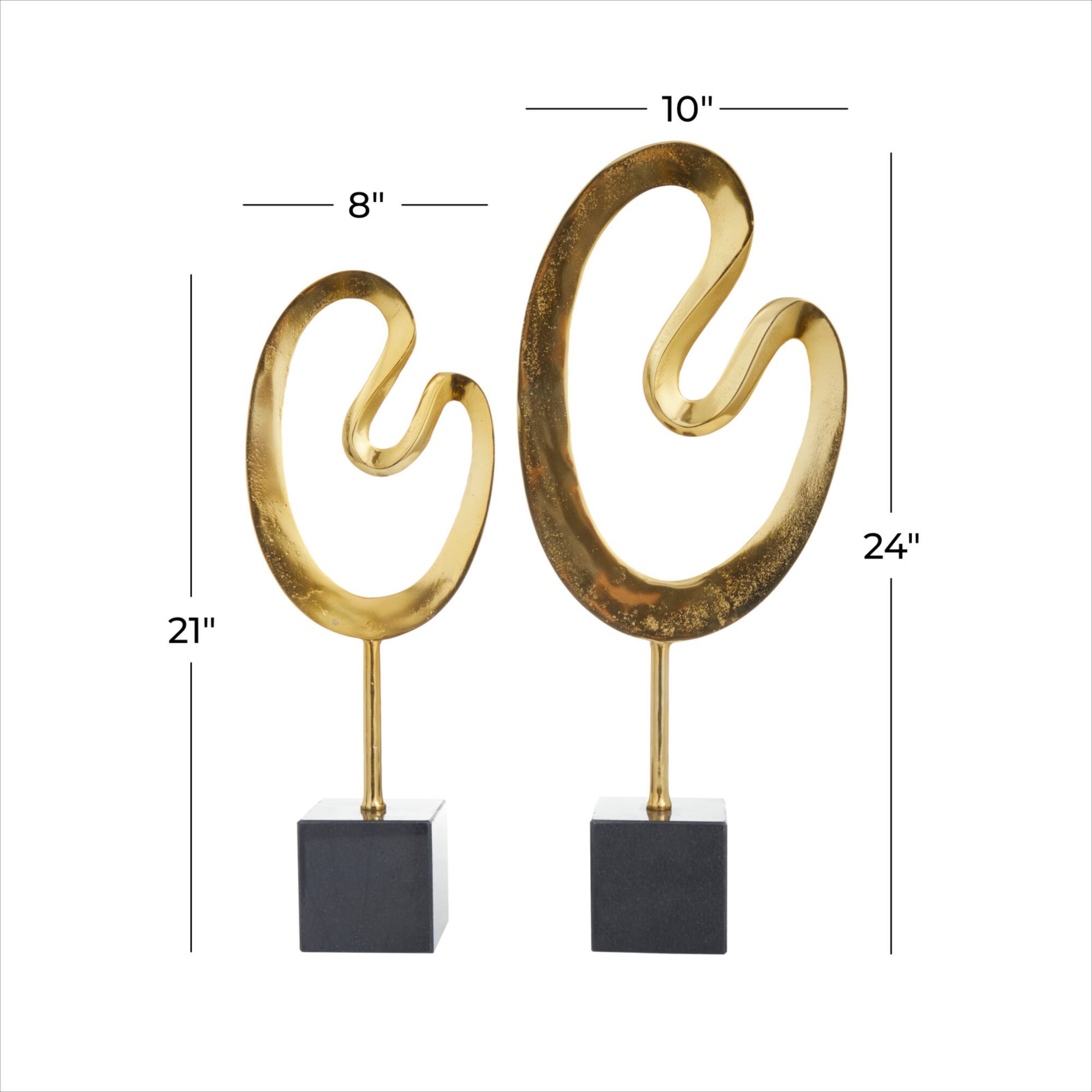 CosmoLiving by Cosmopolitan Gold Marble Contemporary Sculpture